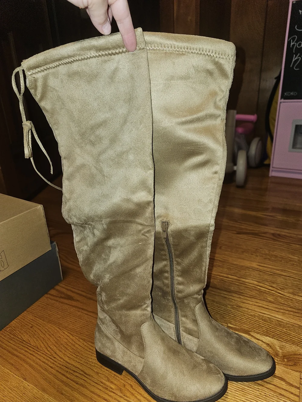 Taupe Suede Over-the-Knee Flat Boots- WOMEN'S SIZE 6